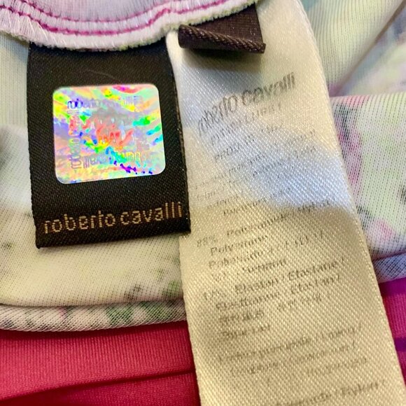 ROBERTO CAVALLI Vintage Romantic Floral Jersey Mini Dress in Pink Size Small - Picture 10 of 10